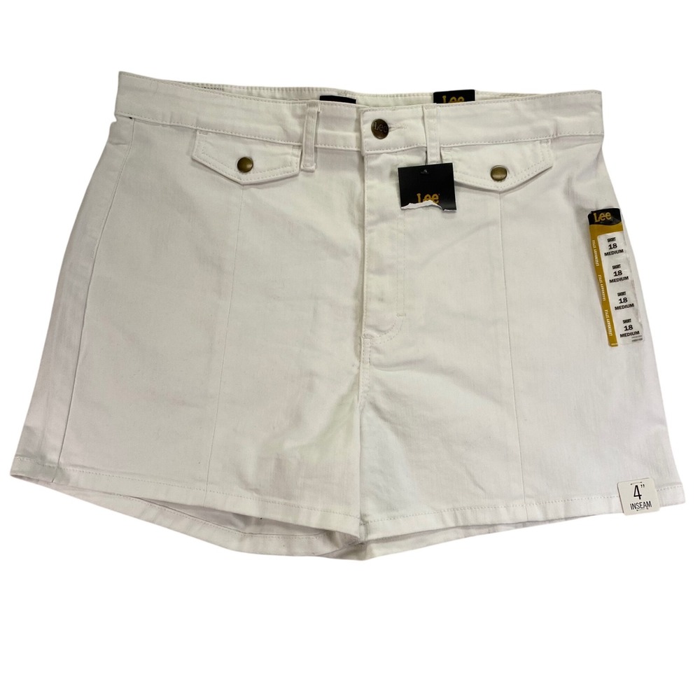 Lee Denim Shorts Womens 18 Medium Bright White High Rise 4in Inseam  NWT